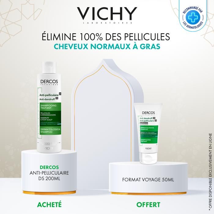 Vichy Dercos Shampoing Traitant Anti-Pelliculaire Cheveux Normaux à Gras | 200ml=Dercos Anti-Pelliculaire Cheveux Normaux à Gras50ml