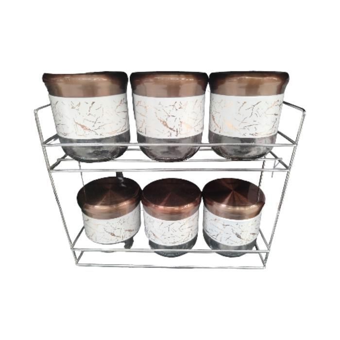 Service de 6 Pots à épices effet marbre 339775 370ml - Noir