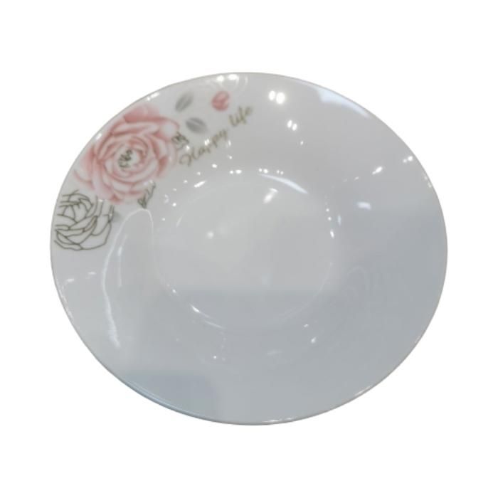 ASSIETTE CREUSE RONDE BLANCHE DÉCORÉE EN PORC RP-