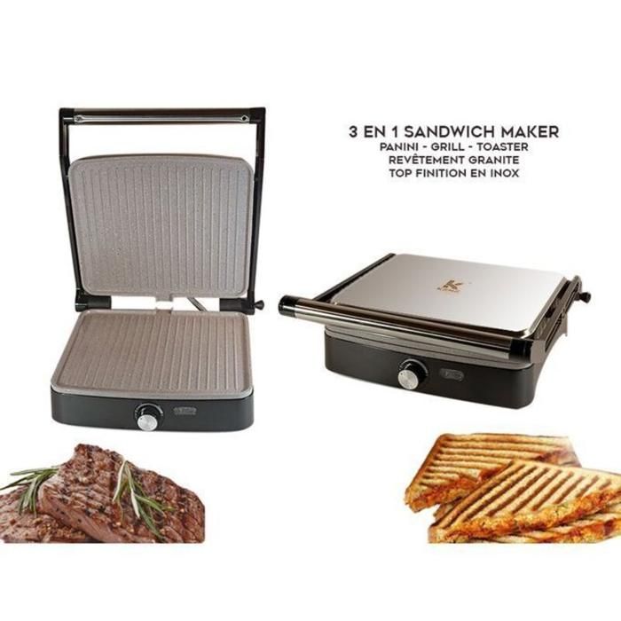 3X1 Sandwich Panini Barbecue Toasteur Turbo SK-7102 Ouverture 90° & 180°