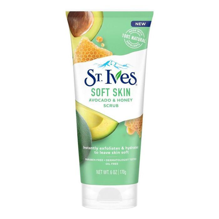 GOMMAGE VISAGE - ST. IVES - PEAU DOUCE & AVOCAT - 170 GR - Exfoliant Naturel - Hydratation Profonde