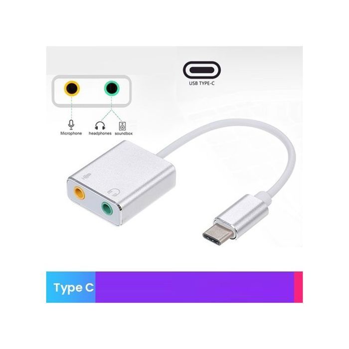 Carte son externe USB Type C carte Audio Jack 3.5mm écouteurs et microphone
