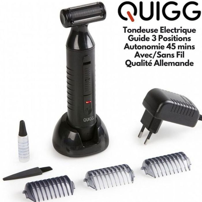 Tondeuse 2 en 1 pour Cheveux Barbe & Corps, 3 Sabots (1 – 3,5 mm), Tondeuse et Rasoir lames inox, qualité allemande