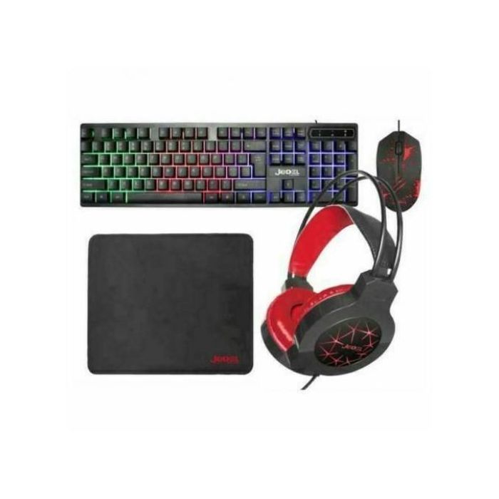 JEDEL PACK 4-EN-1 RGB LED CLAVIER CASQUE SOURIS ET TAPIS DE JEU USB FILAIRE (CP-01)