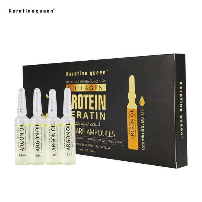 Keratine queen Ampoules pour cheveux abîmés à l'huile d'argan (13 ml * 10 pièces) : hydratantes, réparatrices, traitement intensif