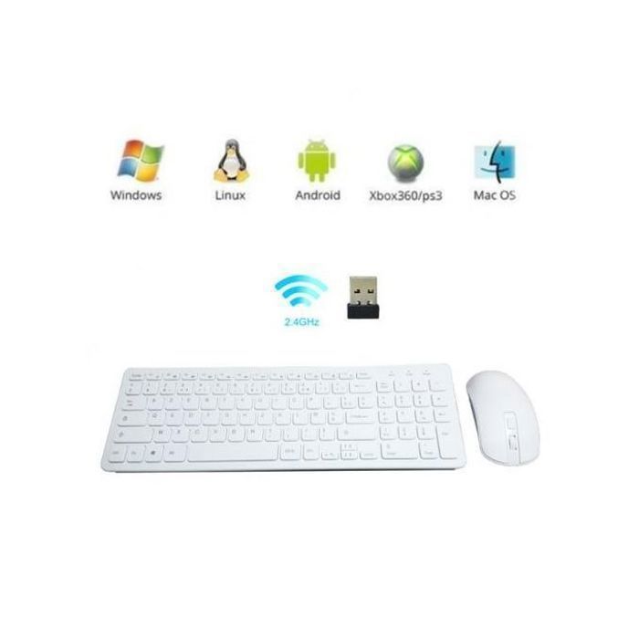 Clavier et Souris Sans Fil - VOLKANO - Bluetooth - Arabe/Français - Design Ergonomique - 8-10m de portée