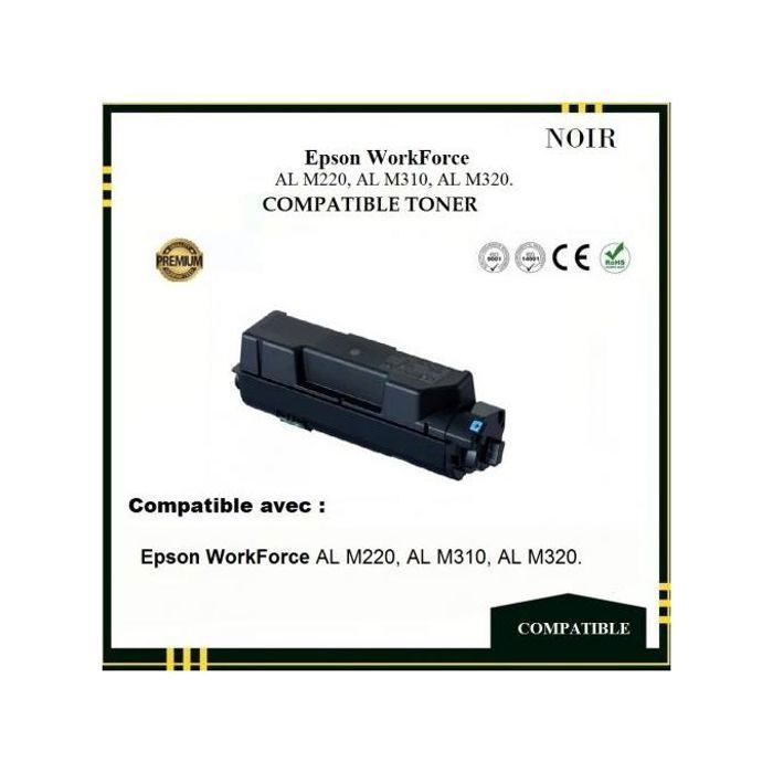 Toner Compatible - EPSON - AL M220 AL M310 AL M320 -  Impression Laser - Noir
