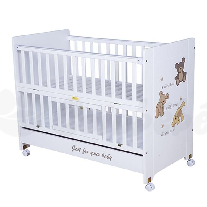 Lit à Barreaux Blanc SweetBear 120×60 cm Avec Matelas