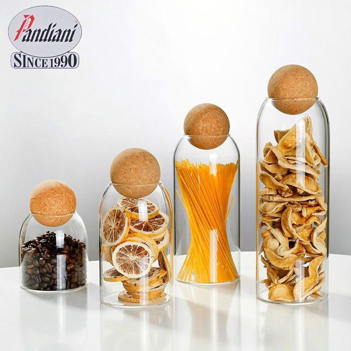 Bocaux de rangement Verre Liège 4 pièces PANDIANI