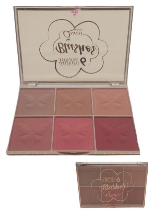 Fard à joues. Blush, Palette de 6 couleurs pigmenté.