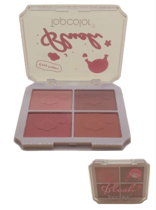Fard à joues. Blush, Palette de 4 couleurs pigmenté.