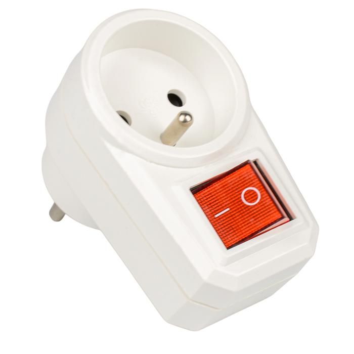 ADAPTATEUR FICHE  2P+T AVEC INTERRUPTEUR