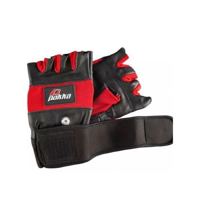 Gants de musculation - Rouge - Poignet renforcé - Laine peignée - Cuir synthétique