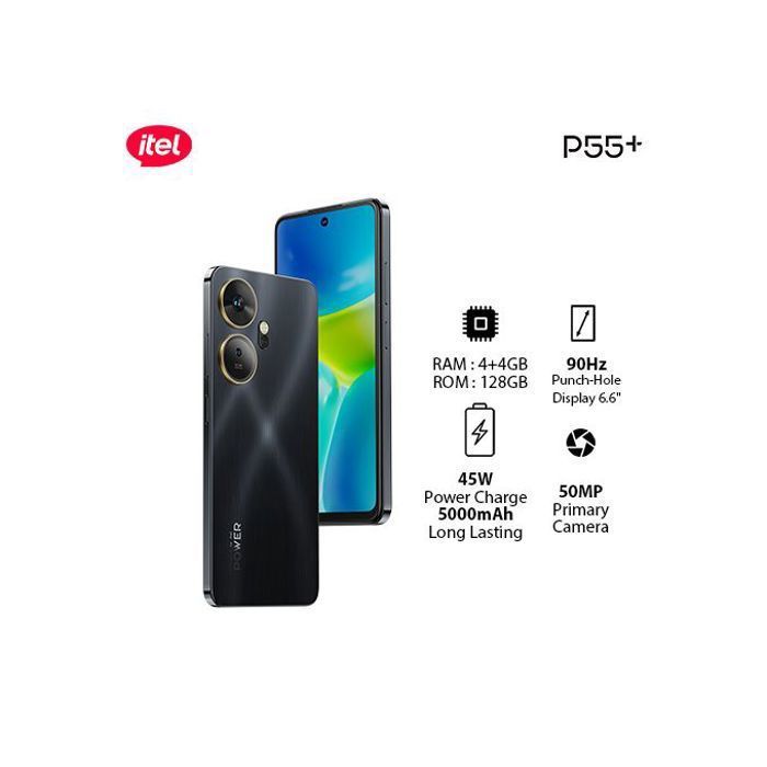 Itel P55+ 8GB(4+4GB)/128GB, 45W, 50MP, 6.6” Meteor Black