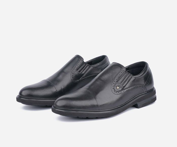 Chaussure Homme - OPIYANE - Luxe Noir - Cuir véritable - Doublure cuir - Semelle gomme - Marjane Mall - Image 1