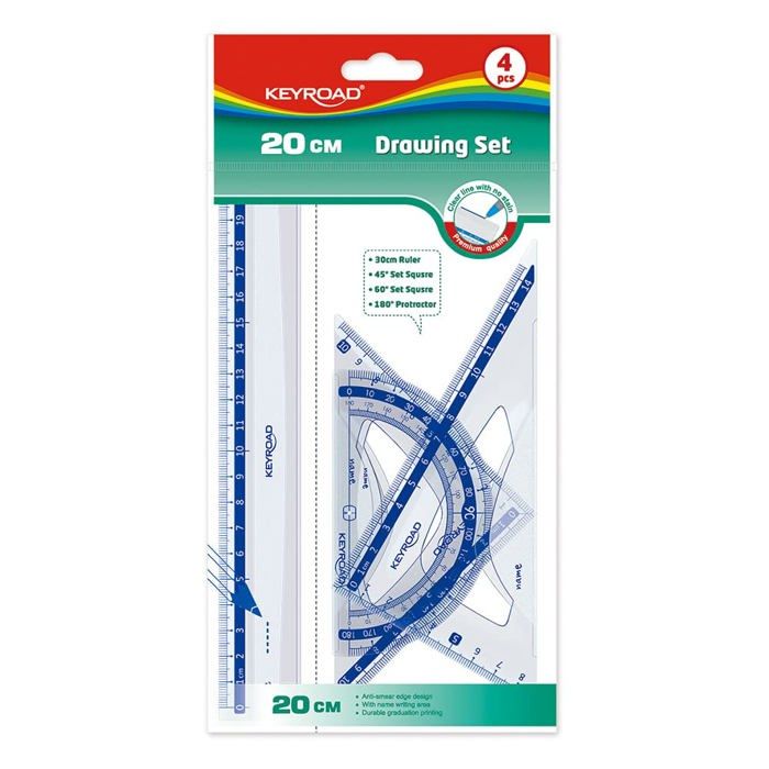 Pack petit matériel - KEYROAD - KR971247 - Règle 20 cm - Équerre 45/60 degrés - Rapporteur 180 degrés