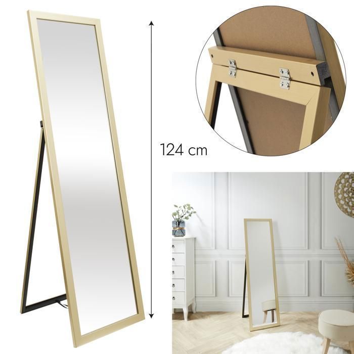 MIROIR SUR PIED DORE 124CM