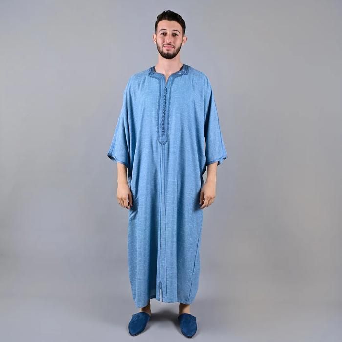 GANDOURA LIN HOMME - BLEU - Marjane Mall - Image 1