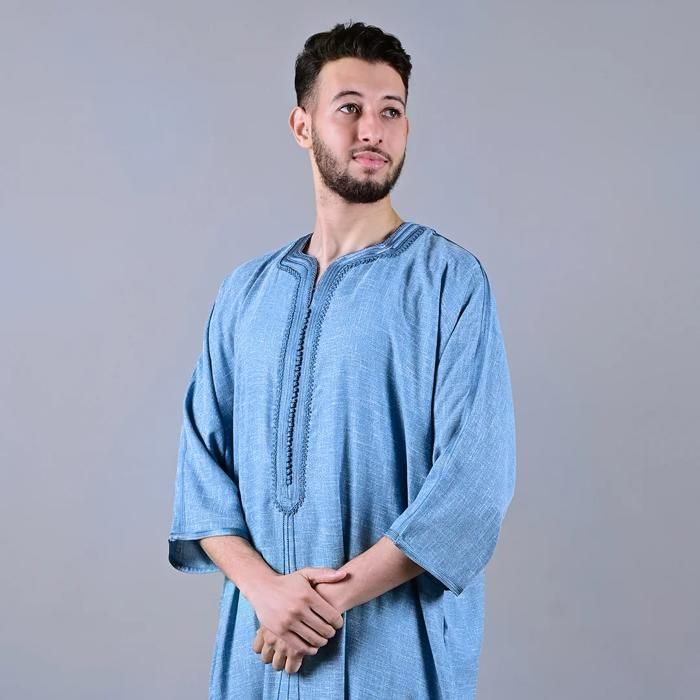 GANDOURA LIN HOMME - BLEU - Marjane Mall - Image 3