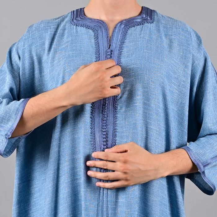 GANDOURA LIN HOMME - BLEU - Marjane Mall - Image 4