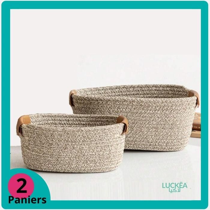 Paniers de rangement - Greige - Set de 2 - Polyester - Beige - Dimensions pratiques