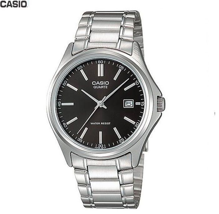 Casio Montre Homme Quartz  Date Cadran noir Bracelet inoxydable-Mtp-1183A-1ADF