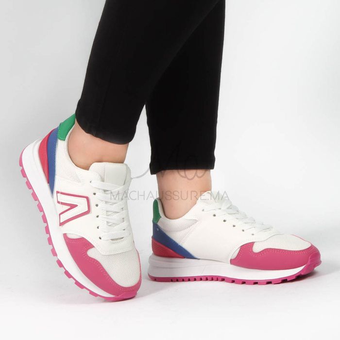 Baskets - Micry - Fuchsia - Textile - Lacets - Plat - Marjane Mall - Image 1