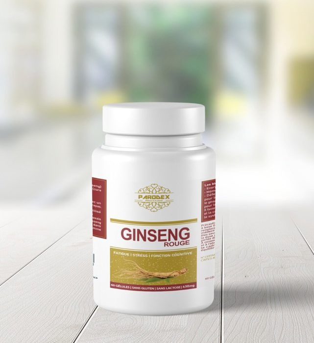 GINSENG ROUGE BIOLOGIQUE 430 mg / 60 gélules hallal Cardiovasculaire, Energie, Équilibre émotionnel, Vitalité