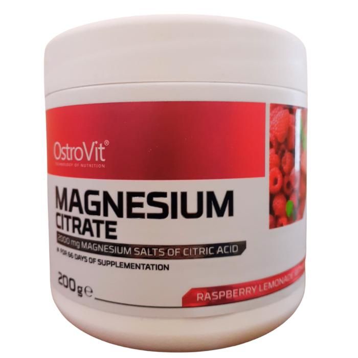 OstroVit Citrate de magnésium 200 g limonade à la framboise et à la menthe