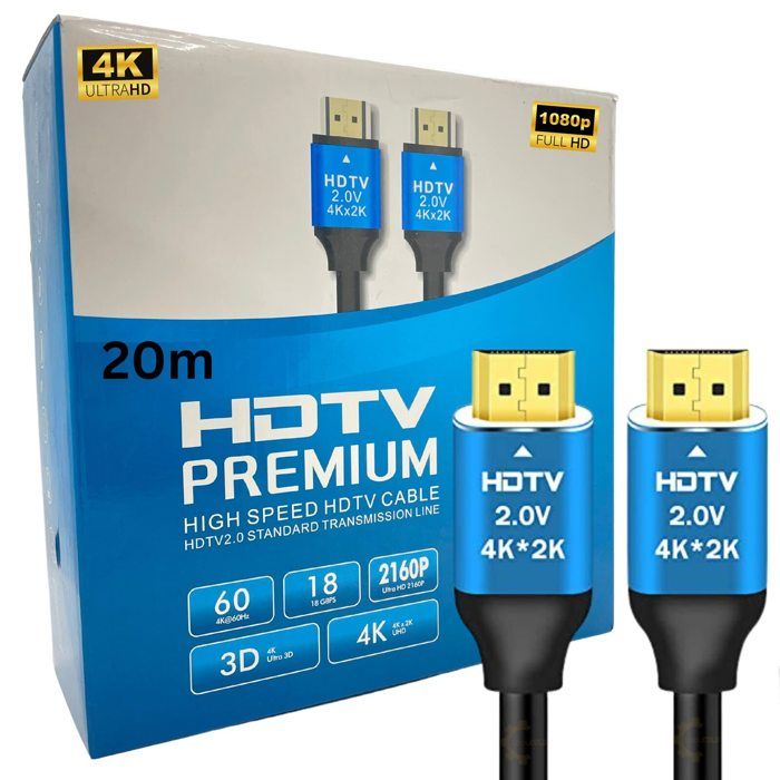 CABLE HDMI PREMIUM 20M 4K UHD/HDR 2.0V – HIGH SPEED