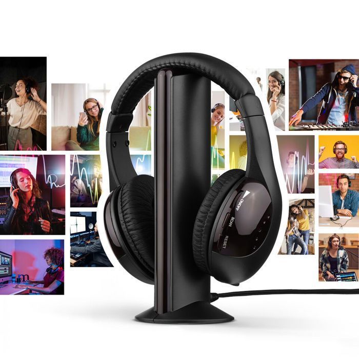 Casque d'écoute RF sans fil, avec micro, pour PC, TV,