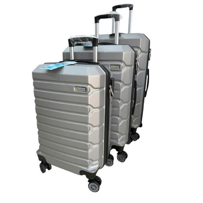 Set valises grises rayures - TOP TRAVEL