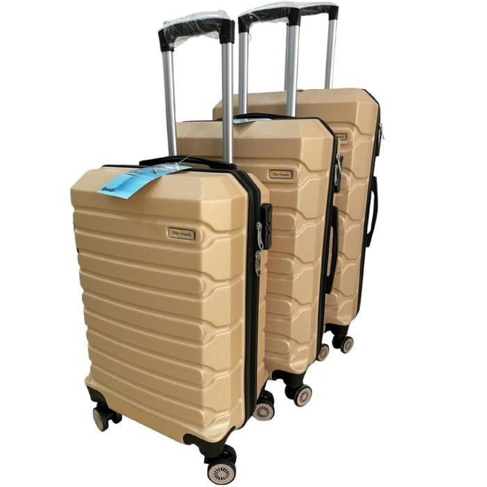 Set valises champagnes rayures - TOP TRAVEL