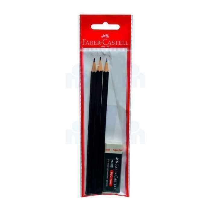 Crayons - FABER-CASTELL - 1111 - Gomme à effacer grand modèle - 3 pièces - Mixte