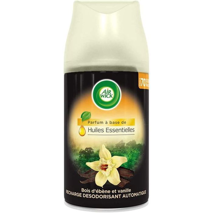 Airwick Recharge Freshmatic Autospray,Huiles Essentielles Bois d'ébène et Vanille
