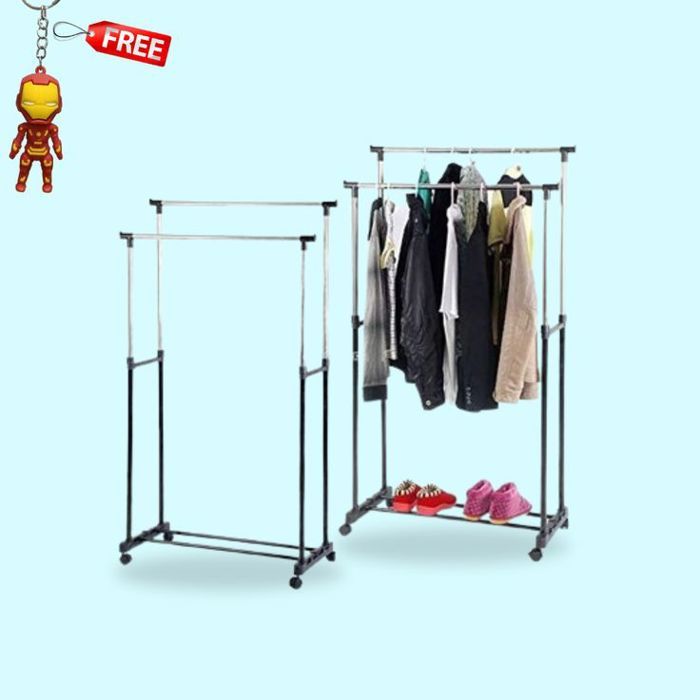 Portant à vêtements télescopique à double barre