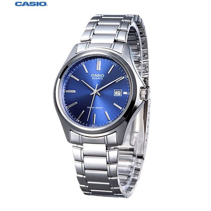 Casio Montre Homme Quartz Analogique Date Cadran Bleu Bracelet inoxydable-Mtp-1183A-2adf