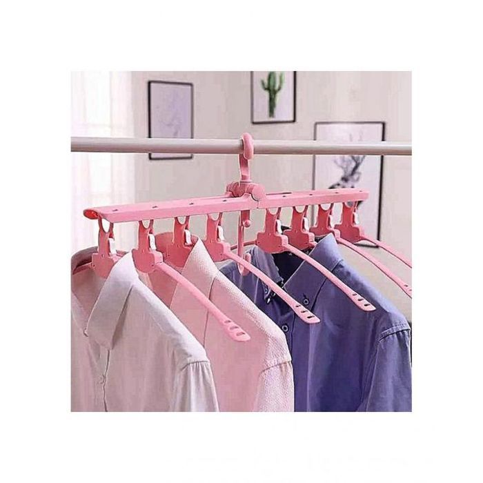 Multifonctionnel Cintre Pliable Vêtements Sécher Vêtements Multi-Couche 8 En 1-Rose