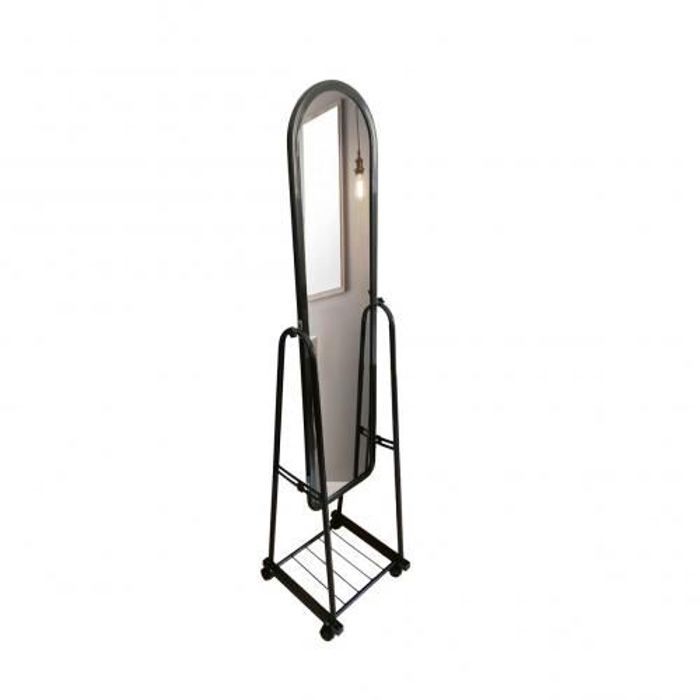 Miroir psyche Titan en métal avec 1 étager- Noir