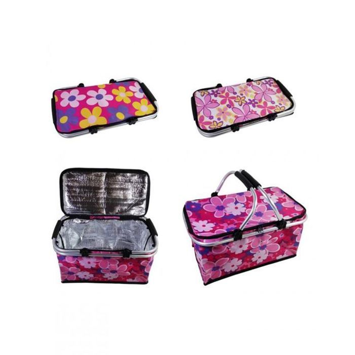 Sac panier Isotherme Pliable de Camping en aluminum-Fleur rose