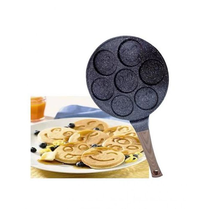 Poêle à crêpes anti-adhésif avec 7 cavités émoticône Smile-26cm