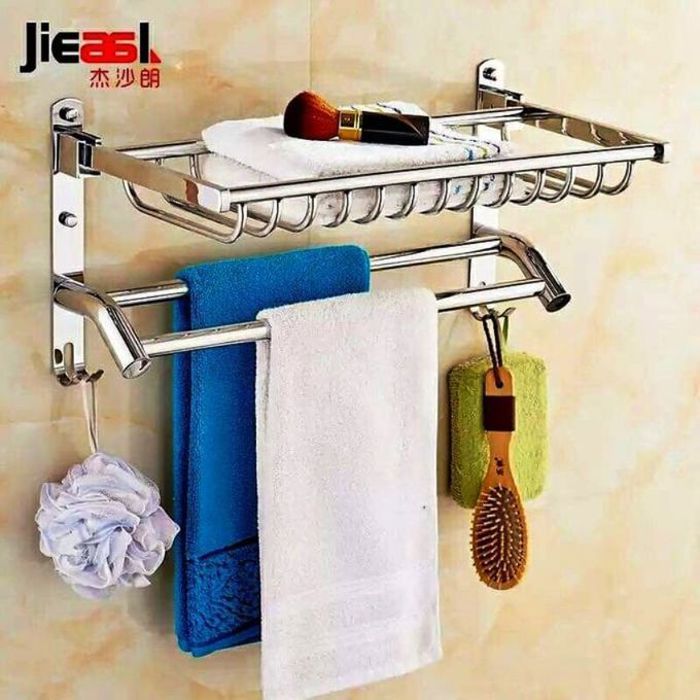 Étagère Porte Barre serviette mural inox(23x13x57cm)