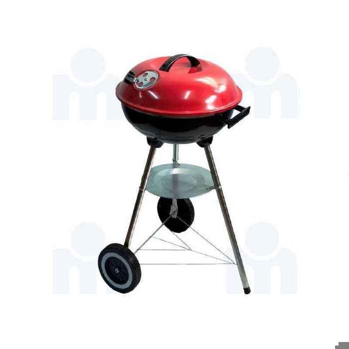 Barbecue à charbon rond noir 40 × 36 × 64,5 cm avec couvercle et roues – Mobile et pratique pour cuisson extérieure