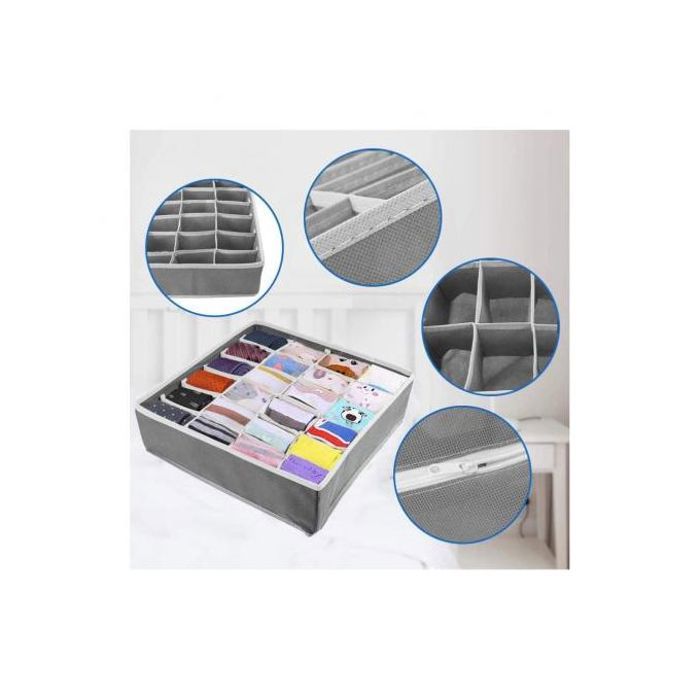 Boîtes de Rangement pour Sous-vêtements de 24 cellules-Gris