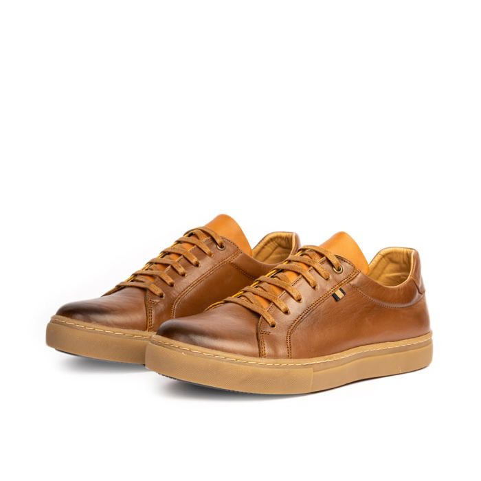 Basket en Cuir - D'Urbano - D'367 - Couleur Tabac - Semelle Caoutchouc - Style Urbain - Marjane Mall - Image 1