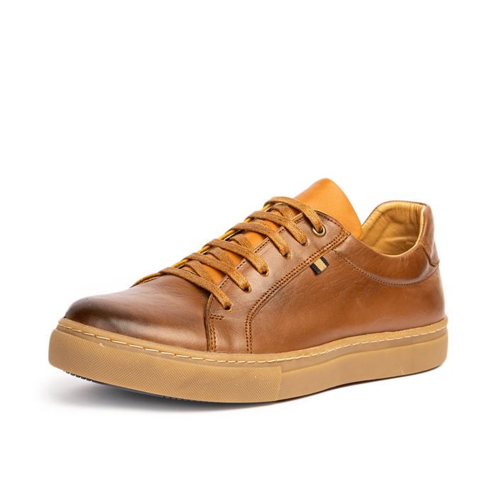 Basket en Cuir - D'Urbano - D'367 - Couleur Tabac - Semelle Caoutchouc - Style Urbain - Marjane Mall - Image 3