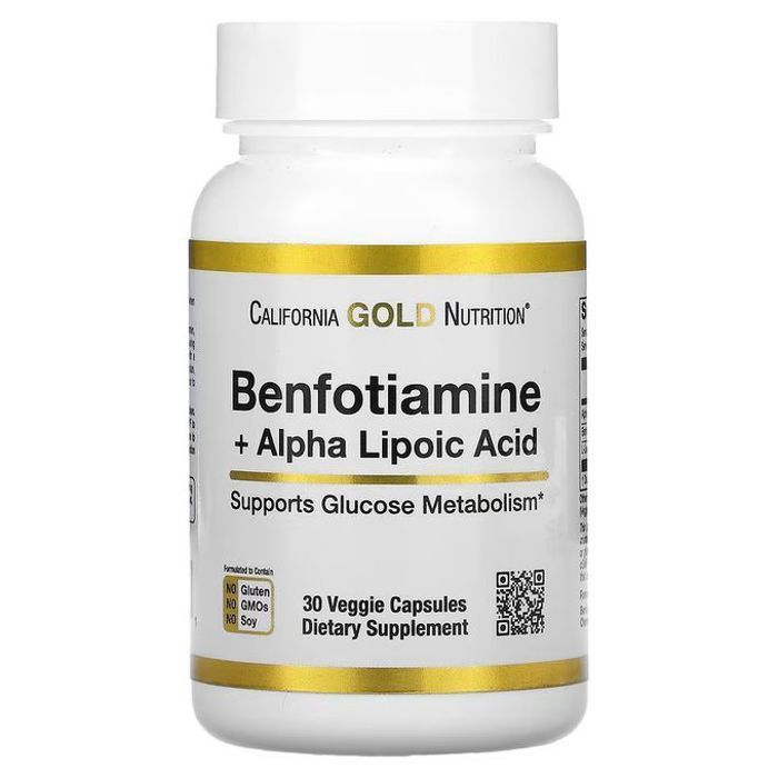 Benfotiamine + acide alpha-lipoïque, 30 capsules végétales