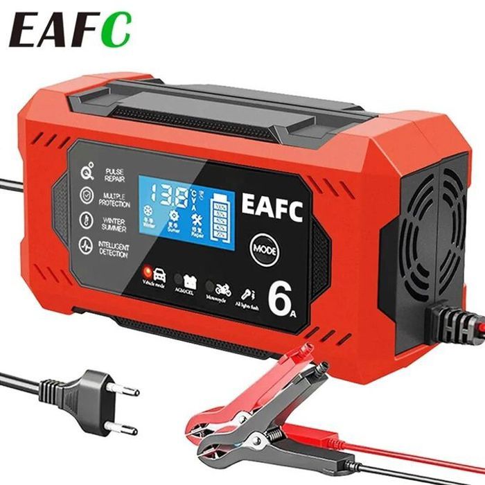 Chargeur de Batterie Intelligent et Automatique de 12 V, 6A de 3 Niveaux pour Voiture,Moto