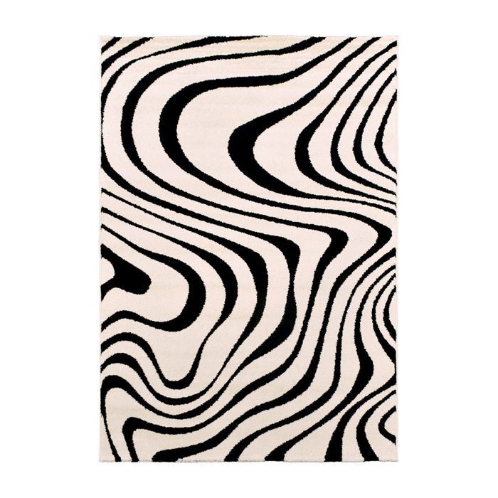 Tapis moderne - 200x280 cm - VAGGY noir, crème - Polypropylène - UN AMOUR DE TAPIS