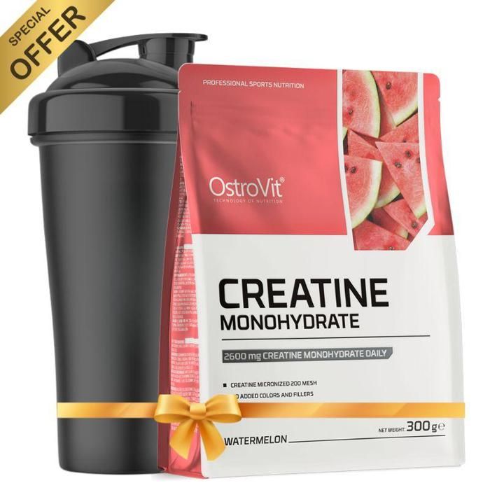 Pack Creatine Monohydrate 300 g Pastéque + Shaker Ostrovit 700 ml